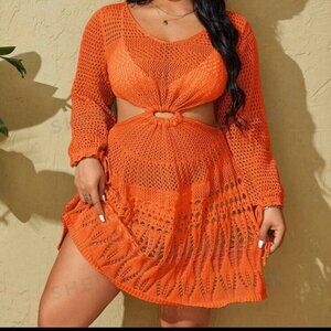 SHEIN orange swim cover up